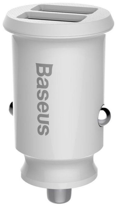 BASEUS Grain nabíječka do auta s 2× USB porty 5 V / 3,1 A CCALL-ML02, bílá