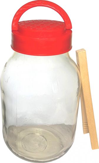 Marex Trade Skleněná láhev na okurky 3 l + dřevěné kleště zdarma