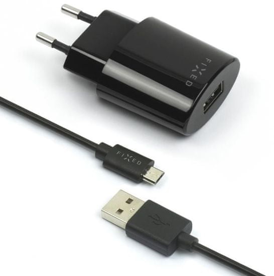 FIXED Síťová nabíječka s odnímatelným micro USB kabelem, 2,4 A, černá, FIXC-UM-BK