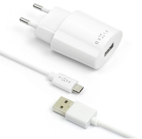 FIXED Síťová nabíječka s odnímatelným micro USB kabelem, 2,4 A, bílá, FIXC-UM-WH