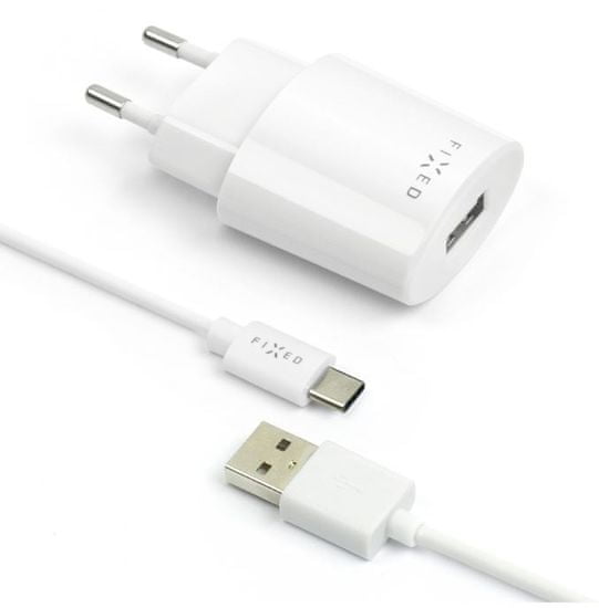 FIXED Síťová nabíječka s odnímatelným USB-C kabelem, 2,4 A, bílá, FIXC-UC-WH
