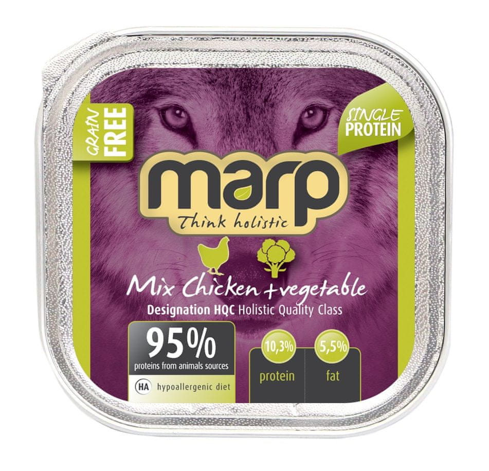 Levně Marp Mix vanička pro psy kuře+zelenina 16x100 g (15 + 1 ZDARMA)