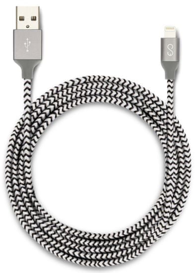 EPICO opletený Lightning kabel 1,8m - černá/bílá (MFi) 9915141300001