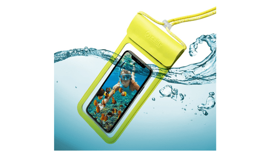 Celly Univerzální voděodolné pouzdro CELLY Splash Bag 2019 pro telefony 6,5", žluté SPLASHBAG19YL