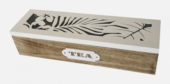 DUE ESSE Dřevěný box na čaj TROPIC, 4 přihrádky - rozbaleno