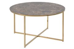 Design Scandinavia Konferenční stolek kulatý Alma, 80 cm, zlatá/hnědá