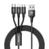 BASEUS Rapid 3v1 nabíjecí kabel pro Micro USB, Lightning, Type-C 3A/1.2m, černá CAMLT-SU01