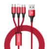 BASEUS Rapid 3v1 nabíjecí kabel pro Micro USB, Lightning, Type-C 3A/1.2m, červená CAMLT-SU09
