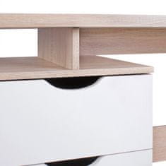 Bruxxi Psací stůl se zásuvkami Samo, 120 cm, Sonoma dub/bílá