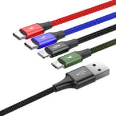 BASEUS Fast 4v1 kabel pro Lightning, Type-C (2×), Micro USB 3,5 A / 1,2 m CA1T4-B01, černá