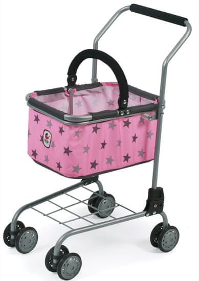 Bayer Chic Nákupní vozík s košíkem Hvězdičky šedivé