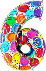Grabo Nafukovací balónek číslo 6 barevné balónky 102cm extra velký 