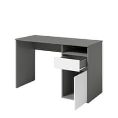 KONDELA PC stůl Bili - tmavě šedý grafit/bílá