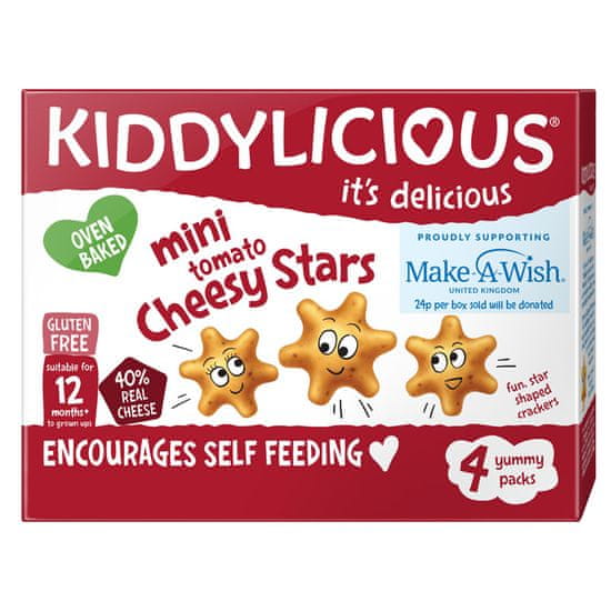 Kiddylicious Mini hvězdičky sýr a rajče 4x48 g