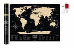 1DEA.me Stírací mapa světa Travel Map of the World Black - mapa v dárkovém tubusu
