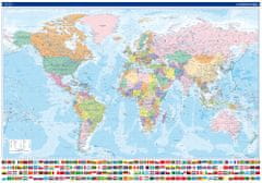 Excart Svět - nástěnná politická mapa 134 x 95 cm - česky - laminovaná mapa v lištách