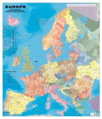 Excart Evropa - nástěnná spediční mapa PSČ 135 x 160 cm - laminovaná mapa v lištách