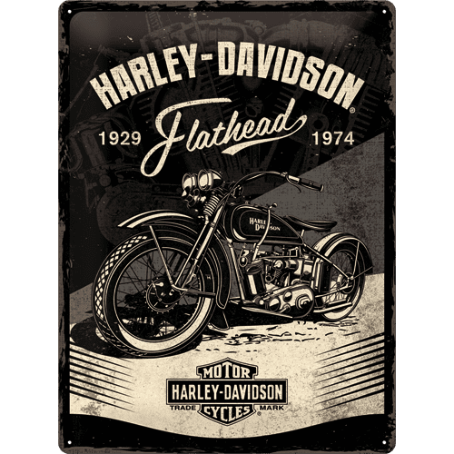 Postershop Plechová cedule: Harley-Davidson (Flathead Black) - 40x30 cm