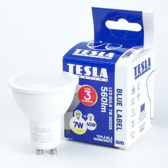 Tesla Lighting LED žárovka GU10, 7W, teplá bílá, 2pack