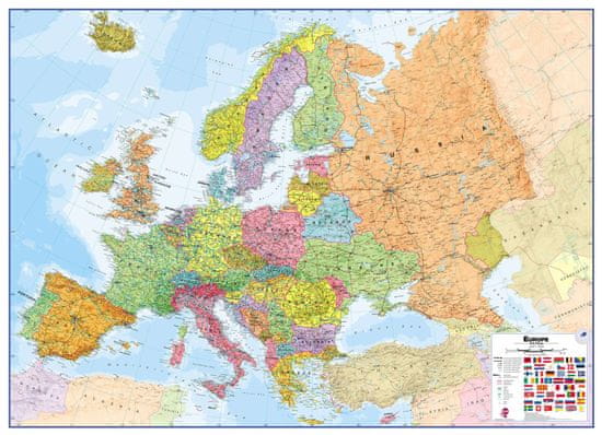 Království map Evropa - nástěnná politická mapa 170 x 124 cm - papírová  mapa | MALL.CZ