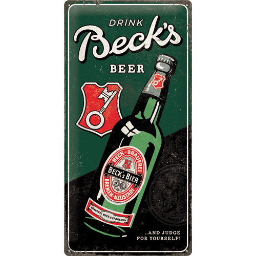 Postershop Plechová cedule Beck's (Drink Beer Bottle), 50 × 25 cm
