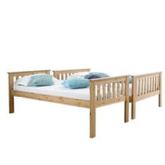 KONDELA Dřevěná patrová postel s rošty Luini 90 - přírodní