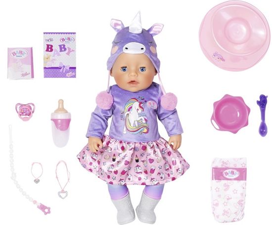 BABY born Soft Touch panenka speciální edice v jednorožčím oblečku, 43 cm