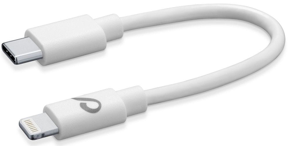CellularLine USB-C datový kabel s konektorem Lightning, 15 cm, bílý USBDATAC2LMFI15CMW