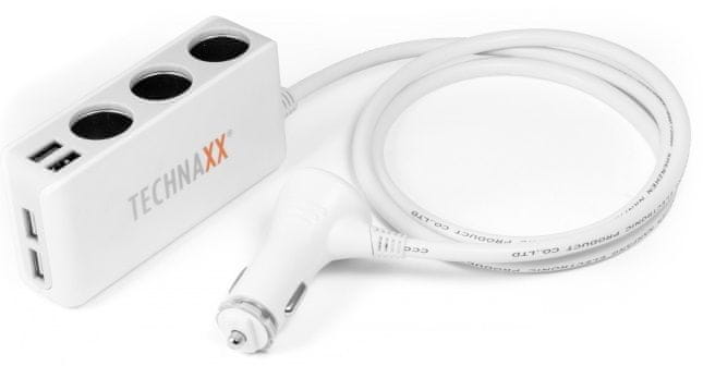 Levně Technaxx Nabíječka do auta, 4× USB port, 3× zásuvka (TE11) 4592