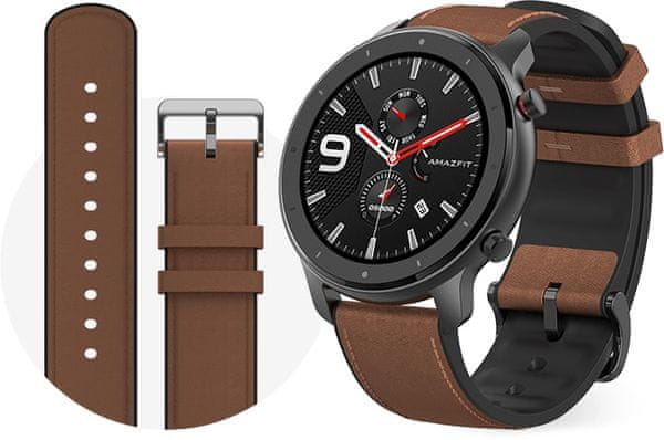 Chytré hodinky Xiaomi Amazfit GTR, kovové, kožený pásek, Gorilla Glass, elegantní, designové