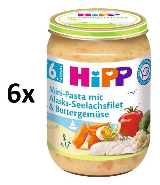 Levně HiPP Těstoviny s aljašskou treskou v máslové zelenině 6 x 190g