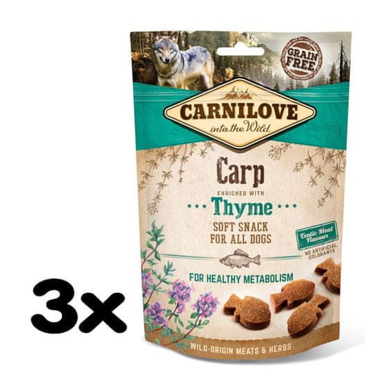 Carnilove Dog Semi Moist Snack Carp enriched with Thyme 3x200g