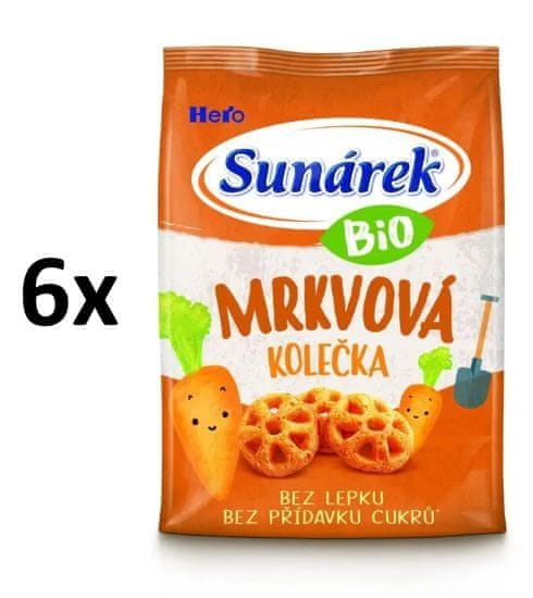 Sunárek Bio křupky mrkvová kolečka 6x50g (CZ-BIO-003)