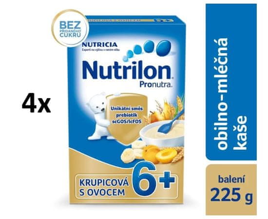 Nutrilon Pronutra obilno-mléčná kaše krupicová s ovocem 4x225 g, 6+