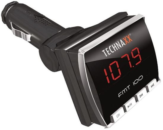 Technaxx FM transmitter + MP3 přehrávač, LCD displej, audio jack/USB/SD, DO (FMT100) 906