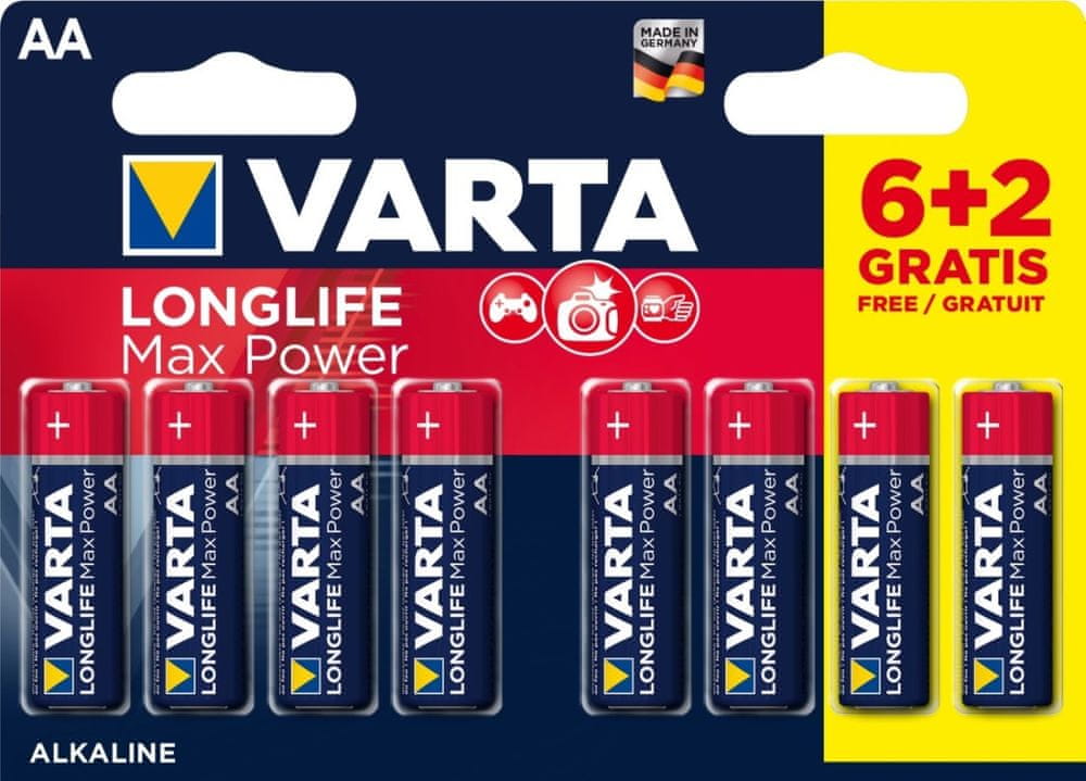 Varta Baterie Longlife Max Power 6+2 AA 4706101448 - rozbaleno