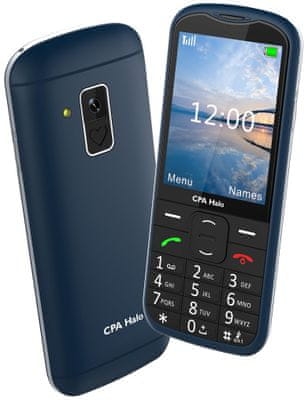 CPA Halo 18 Senior, mobil pro seniory, velká tlačítka, SOS tlačítko, fotokontakty, nabíjecí stojánek, velký displej, velká písmena