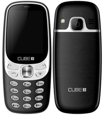 Cube1 F500, klasický tlačítkový jednoduchý telefon, dlouhá výdrž baterie, Dual SIM, paměťová karta, VGA fotoaparát