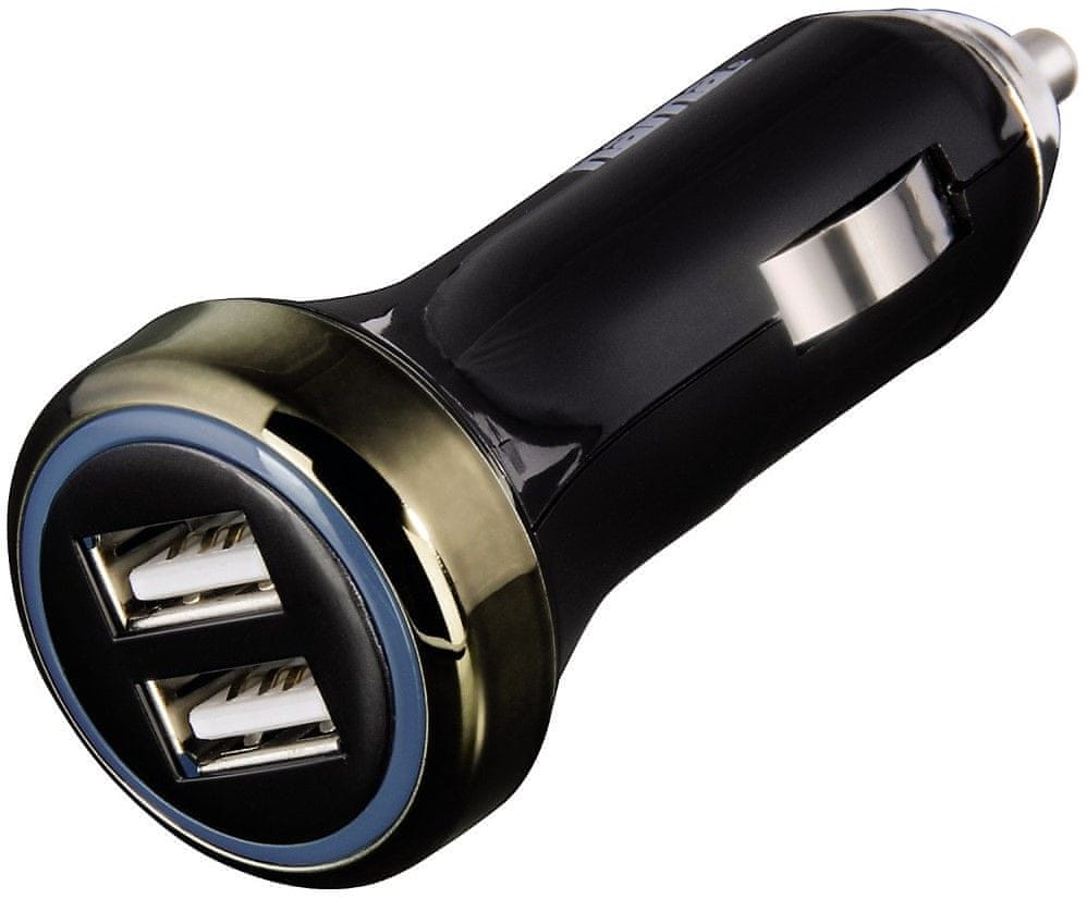 Hama CL USB nabíječka Dual, 3,1 A, modrá LED 14128