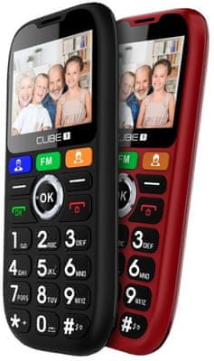 Cube1 S100 Senior, mobil pro seniory, Dual SIM, velká tlačítka, SOS tlačítko, FM rádio