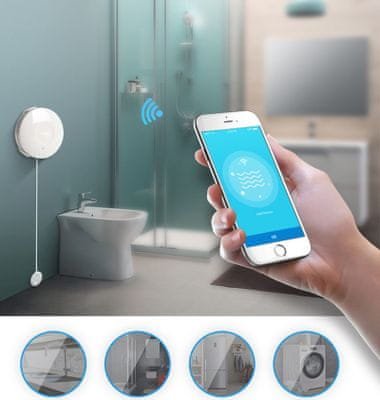  Senzor vody IQ-Tech SmartLife WL02, detektor zaplavení, upozornění na telefon, hlasitý alarm