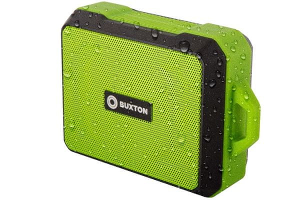 Bluetooth 4.2 reproduktor repráček voděodolný buxton bbs 101 výkon 5 W dosah 10 m 400mah baterie výdrž 5 h ipx6 ochrana nabíjecí kabel v balení karabina