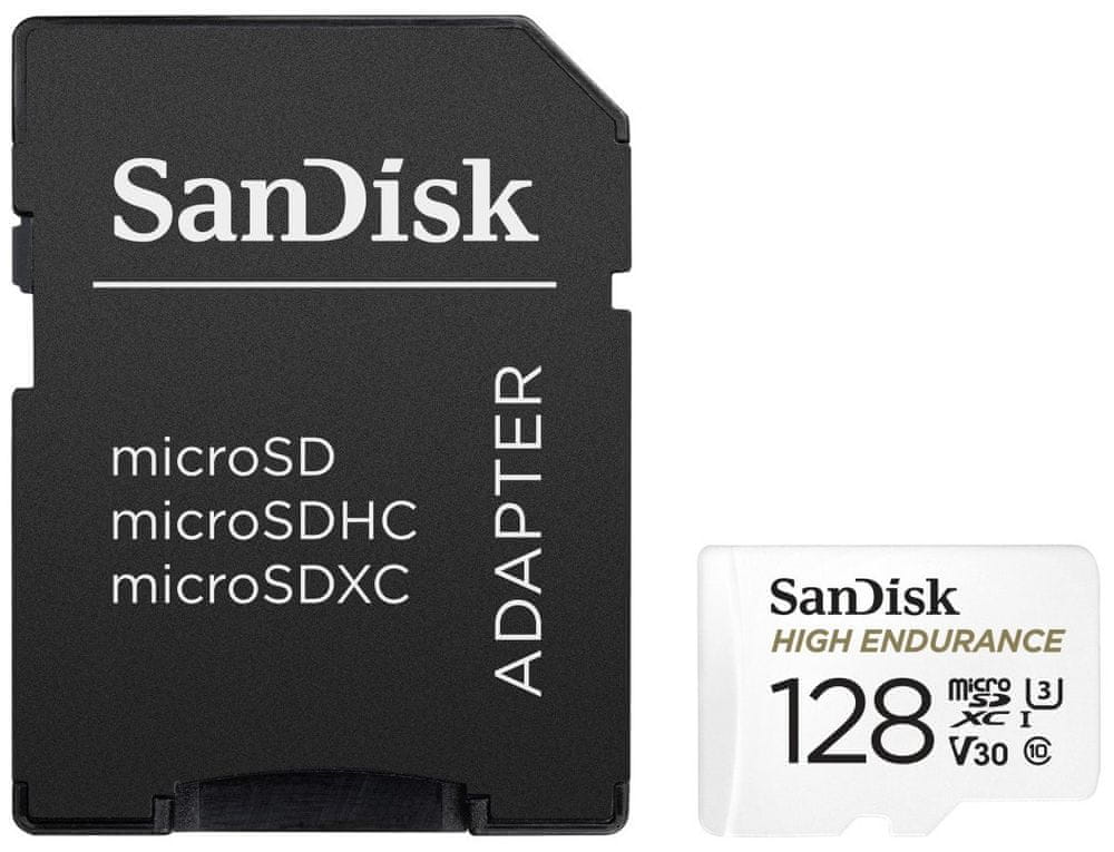 Levně SanDisk Micro SDXC High Endurance 128GB 100MB/s UHS-I U3 + SD adaptér (SDSQQNR-128G-GN6IA)