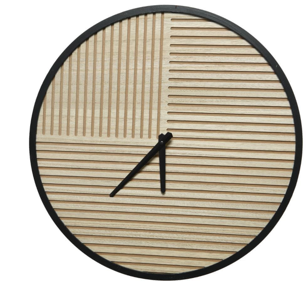 Kaemingk Nástěnné hodiny s pruhy, 40x5 cm, dřevěné - zánovní
