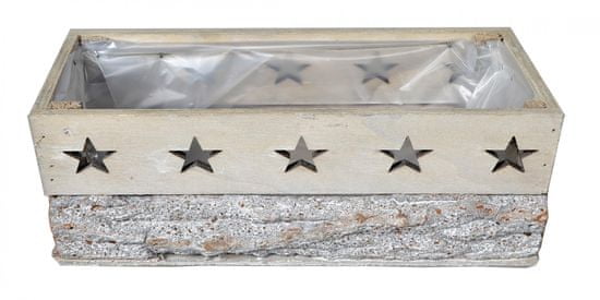 EverGreen Truhlík dřevěný s hvězdičkami, 25x12x10 cm