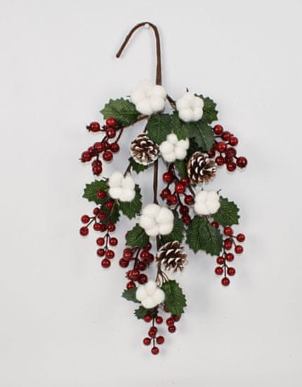 DUE ESSE Vánoční dekorace větvička s bobulemi 54 cm