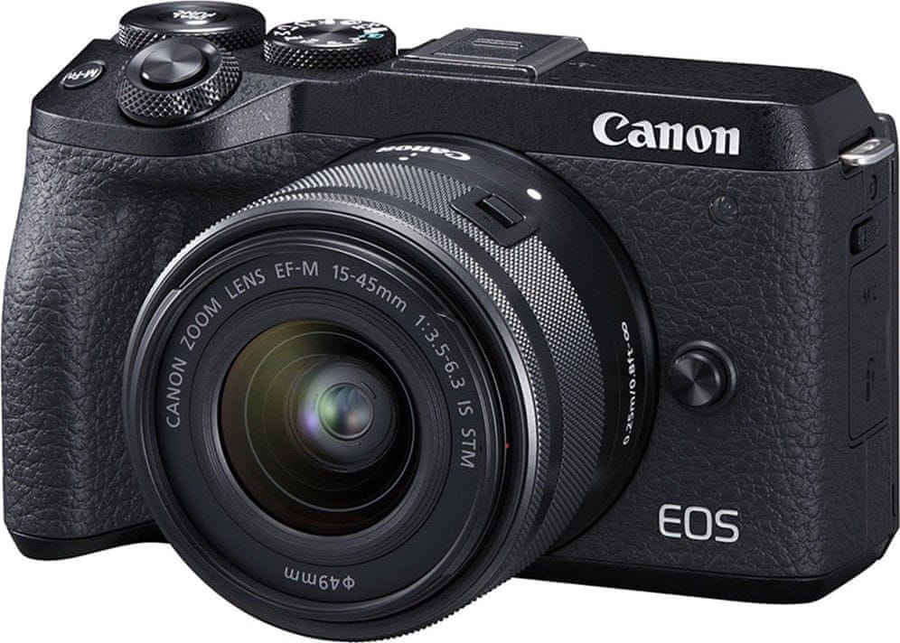 Canon EOS M6 Mark II + EF-M 15-45 IS STM + EVF hledáček (3611C012) + Cashback 2600 Kč! - zánovní