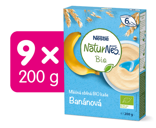 Nestlé Naturnes BIO mléčná kaše Banánová 9x200 g