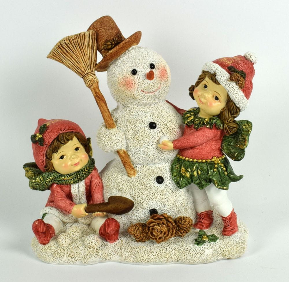 Levně DUE ESSE Dekorace sněhulák s dětmi 16 cm