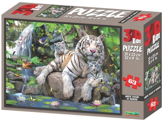 Lamps 3D Puzzle Bílí tygři 63 dílků